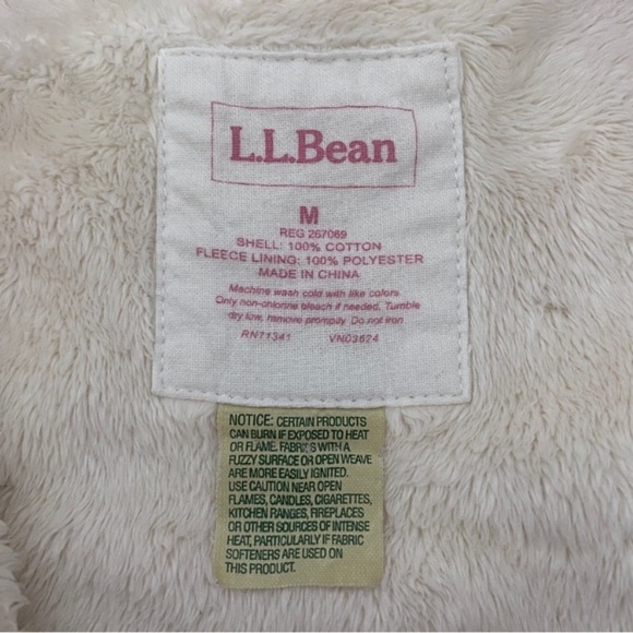 L.L. Bean Fleece Lined Plaid Flannel Shirt Jacket Pink White Sz M - Picture 7 of 7